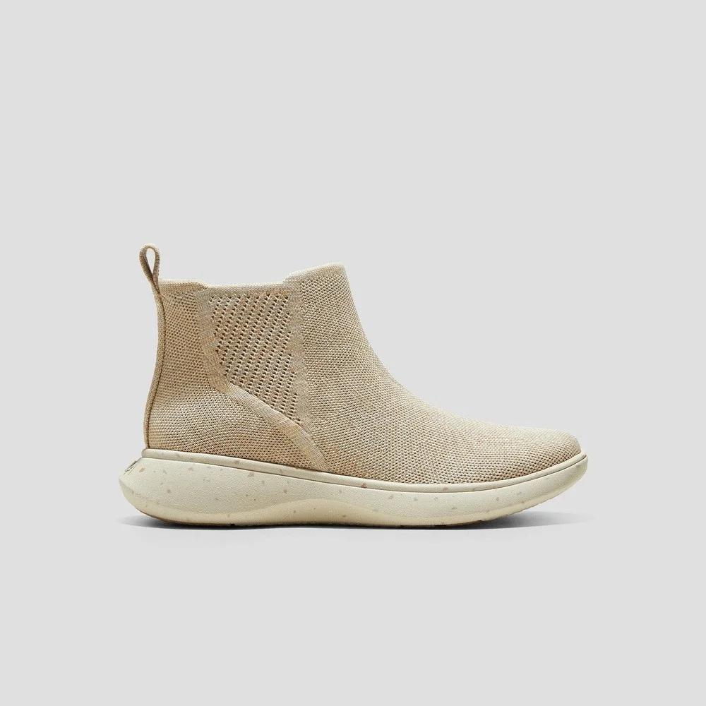 VIVAIA Aria Flat Booties Women Beige Knit‎ Water Repellent Chelsea Style Size 9